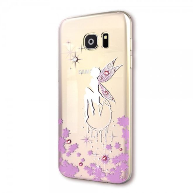 Kingxbar - Samsung Galaxy S7 Elastische Plastik Case Hülle mit Swarovski Elementen und Zauberfee - purpur