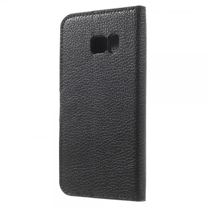 Samsung Galaxy S7 Klassische Leder Cover Case Hülle mit Litchitextur und Standfunktion - schwarz