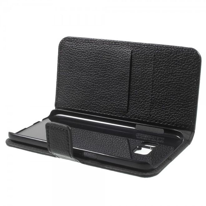 Samsung Galaxy S7 Klassische Leder Cover Case Hülle mit Litchitextur und Standfunktion - schwarz