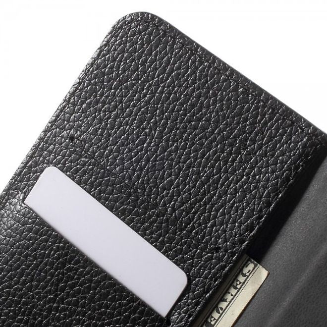 Samsung Galaxy S7 Klassische Leder Cover Case Hülle mit Litchitextur und Standfunktion - schwarz