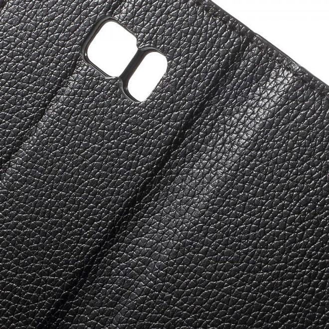 Samsung Galaxy S7 Klassische Leder Cover Case Hülle mit Litchitextur und Standfunktion - schwarz