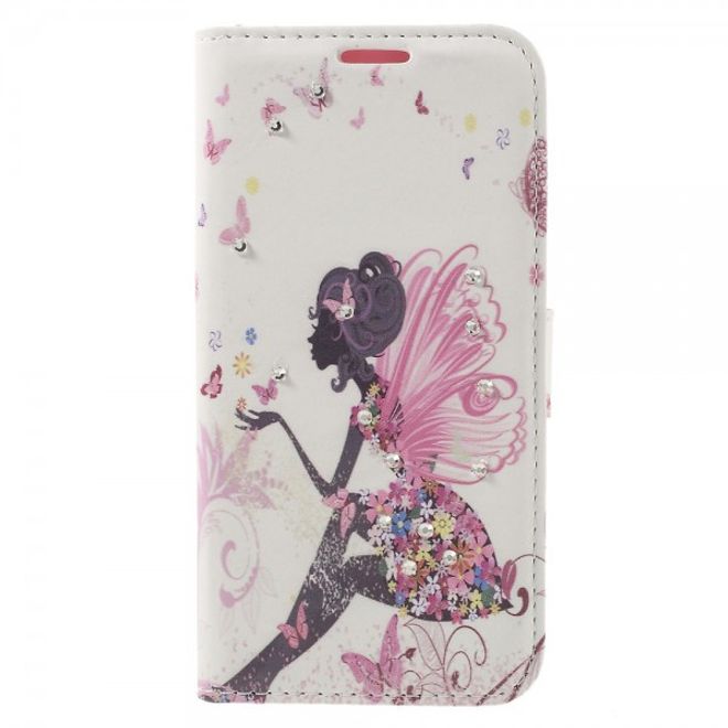 Samsung Galaxy S7 Leder Case Hülle mit Glitzersteinen und zauberhafter Fee