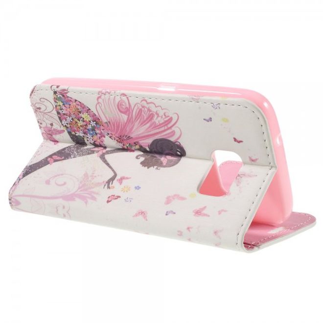 Samsung Galaxy S7 Leder Case Hülle mit Glitzersteinen und zauberhafter Fee