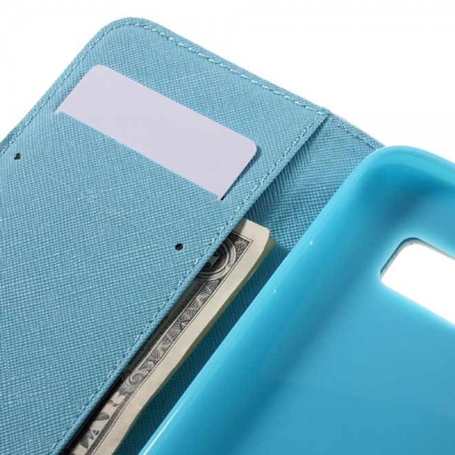 Samsung Galaxy S7 Leder Cover Handyhülle mit blauem Schmetterling