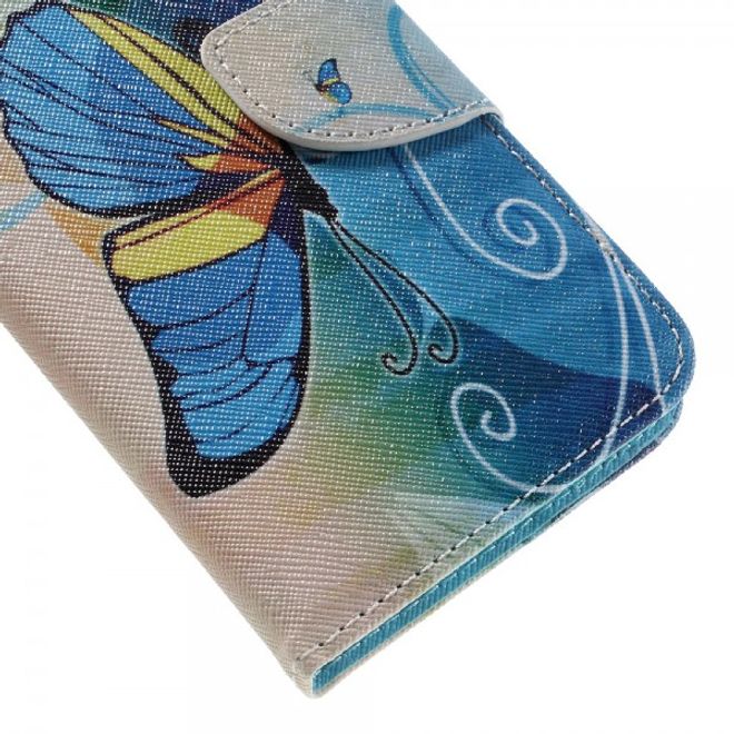 Samsung Galaxy S7 Leder Cover Handyhülle mit blauem Schmetterling