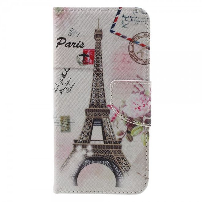 Samsung Galaxy S7 Leder Cover Handyhülle mit Eiffelturm und Postkarten