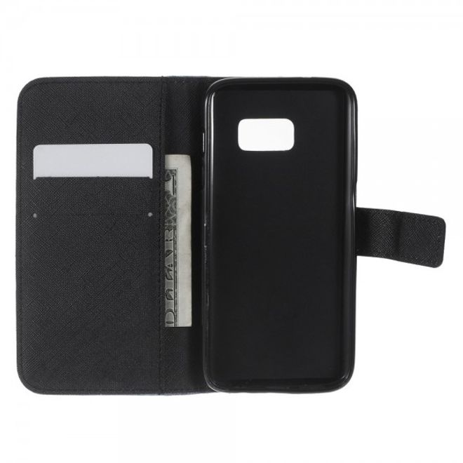 Samsung Galaxy S7 Magnetische Leder Case Hülle mit wunderschönem, blauem Schmetterling