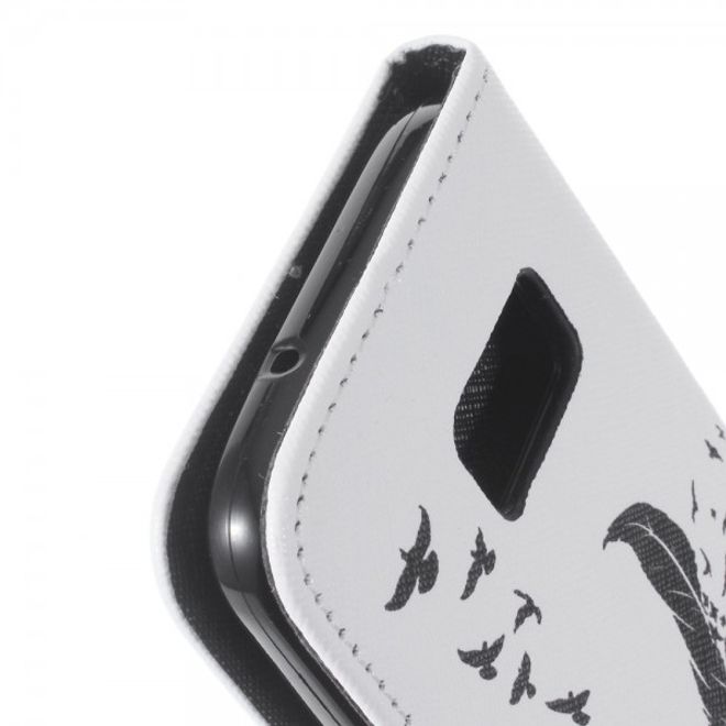 Samsung Galaxy S7 Magnetische Leder Case Hülle mit Federn und Vögeln