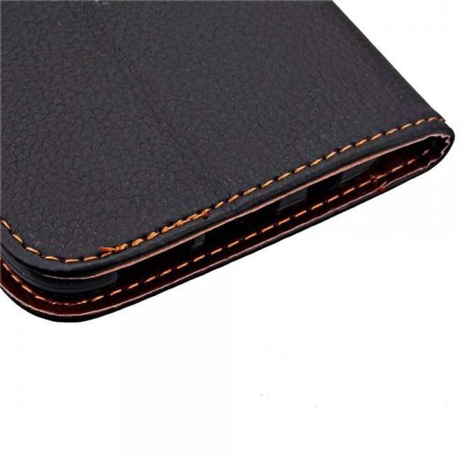 Samsung Galaxy S7 Magnetisches Leder Cover Handycase mit Schlaufe - schwarz