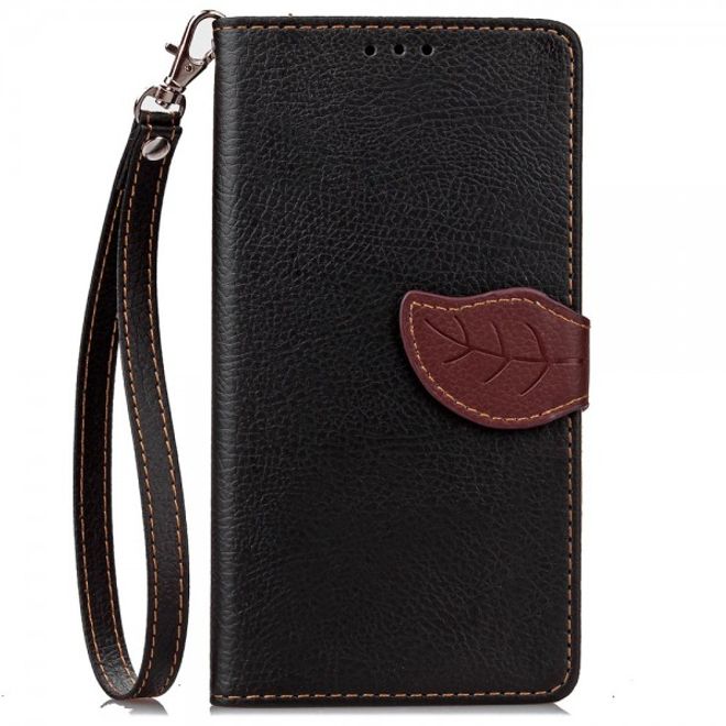 Samsung Galaxy S7 Magnetisches Leder Cover Handycase mit Schlaufe - schwarz