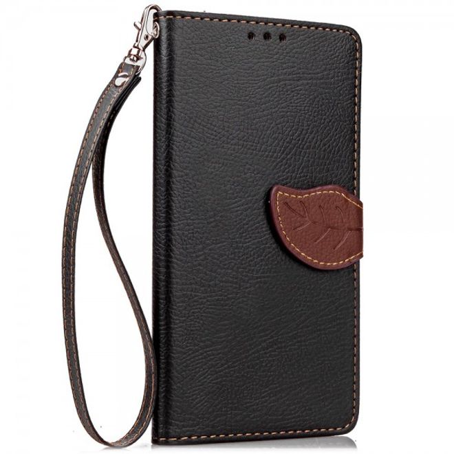 Samsung Galaxy S7 Magnetisches Leder Cover Handycase mit Schlaufe - schwarz