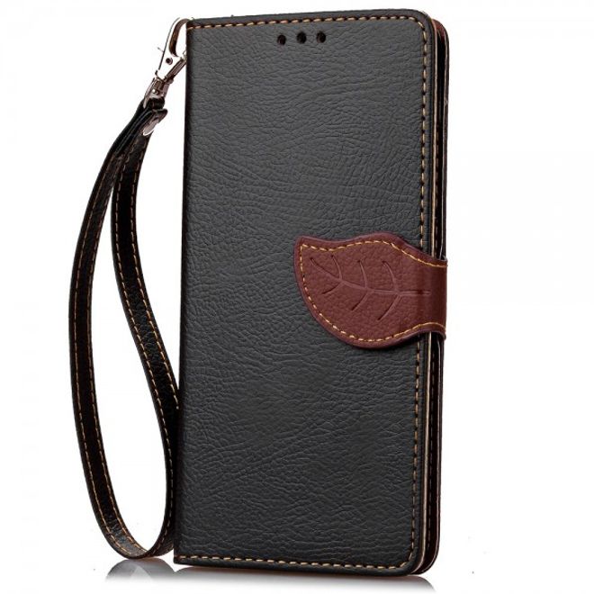 Samsung Galaxy S7 Magnetisches Leder Cover Handycase mit Schlaufe - schwarz