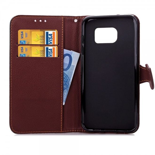 Samsung Galaxy S7 Magnetisches Leder Cover Handycase mit Schlaufe - schwarz