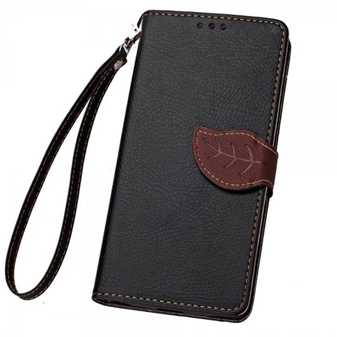 Samsung Galaxy S7 Magnetisches Leder Cover Handycase mit Schlaufe - schwarz