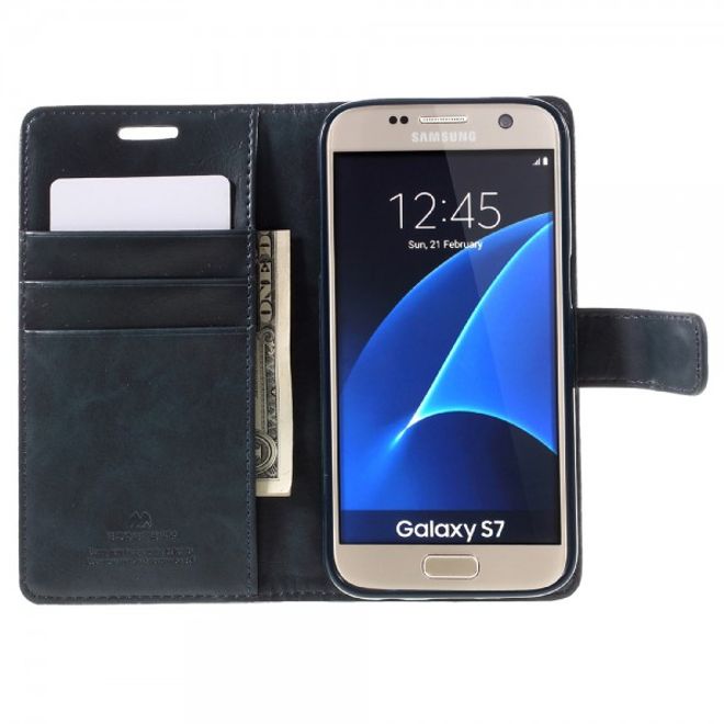 Goospery - Samsung Galaxy S7 Hülle - Handy Bookcover - Bluemoon Diary Series - navy