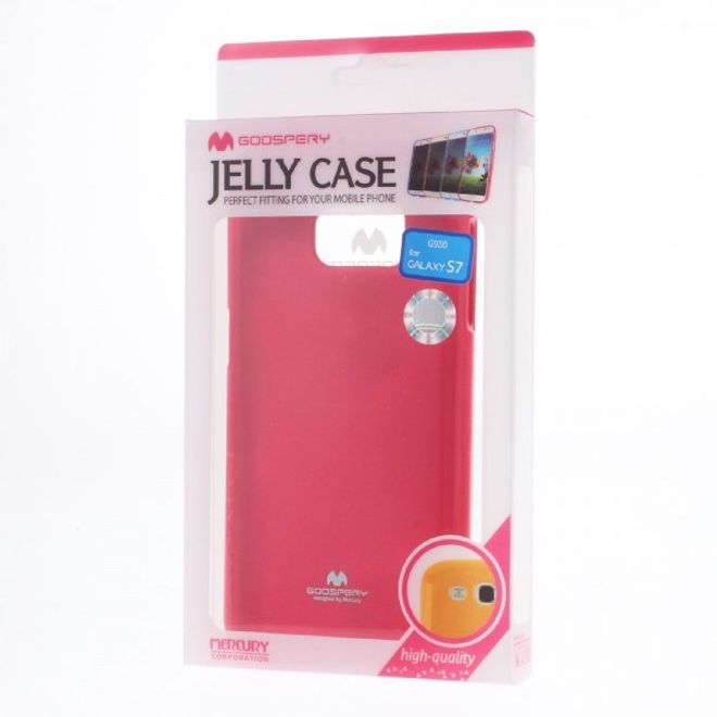 Samsung Galaxy S7 Goospery Elastische, leicht glänzende Plastik Case Hülle - rot