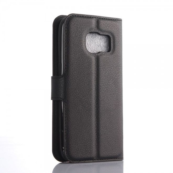Samsung Galaxy S7 Moderne Leder Cover Handyhülle mit Litchitextur und Standfunktion - schwarz