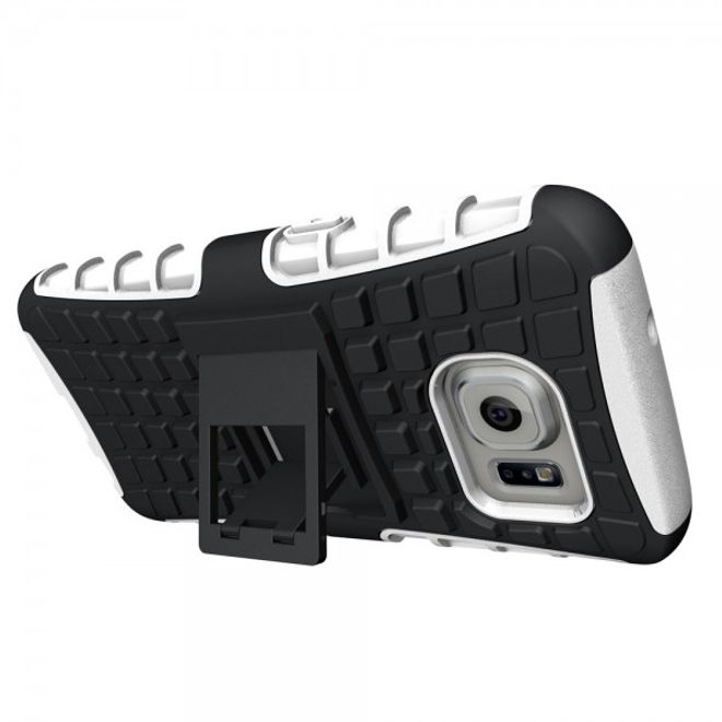 Samsung Galaxy S7 Robuste Hart Plastik Case Hülle mit Kickstand - weiss