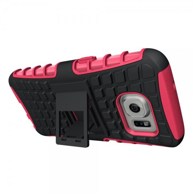 Samsung Galaxy S7 Robuste Hart Plastik Case Hülle mit Kickstand - rosa