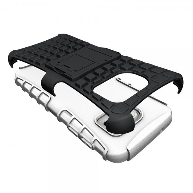 Samsung Galaxy S7 Robuste Hart Plastik Case Hülle mit Kickstand - weiss