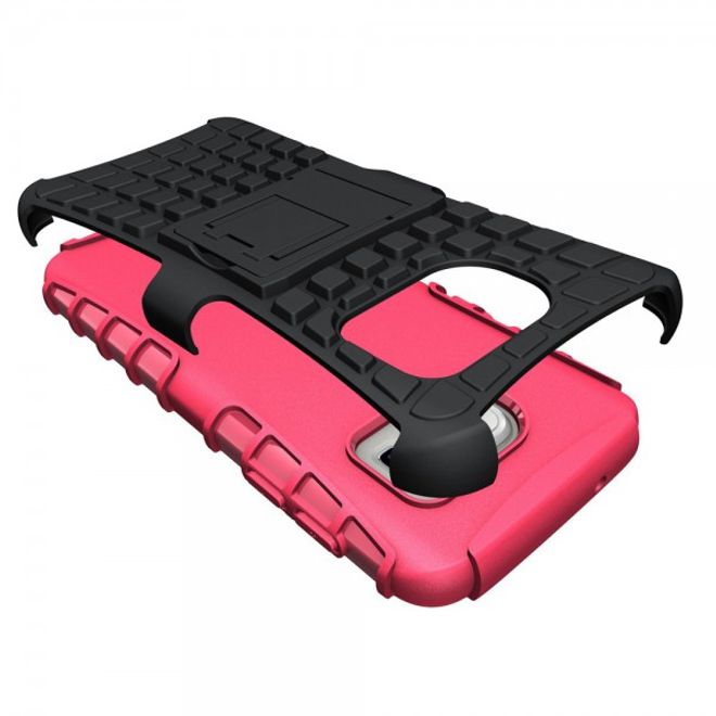 Samsung Galaxy S7 Robuste Hart Plastik Case Hülle mit Kickstand - rosa