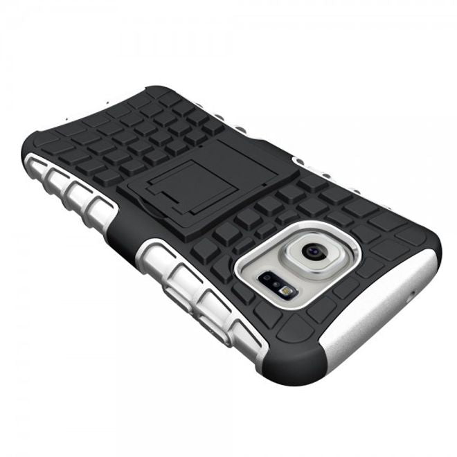 Samsung Galaxy S7 Robuste Hart Plastik Case Hülle mit Kickstand - weiss