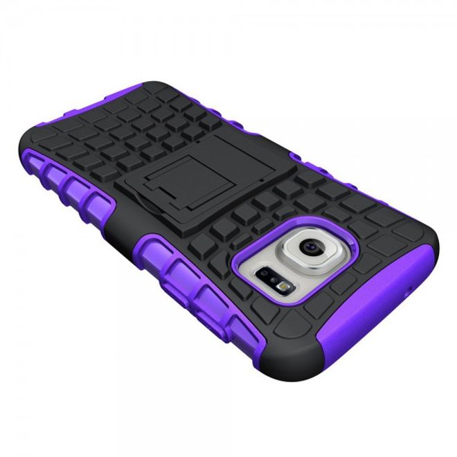 Samsung Galaxy S7 Robuste Hart Plastik Case Hülle mit Kickstand - purpur