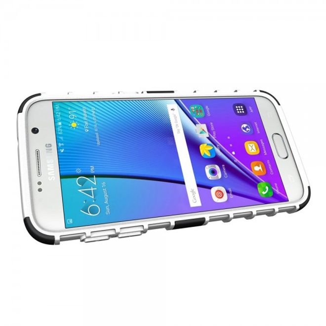 Samsung Galaxy S7 Robuste Hart Plastik Case Hülle mit Kickstand - weiss