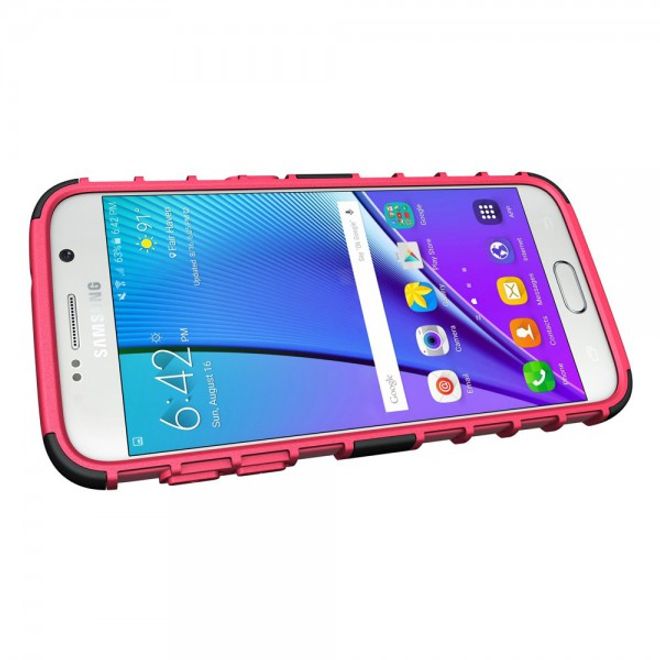 Samsung Galaxy S7 Robuste Hart Plastik Case Hülle mit Kickstand - rosa