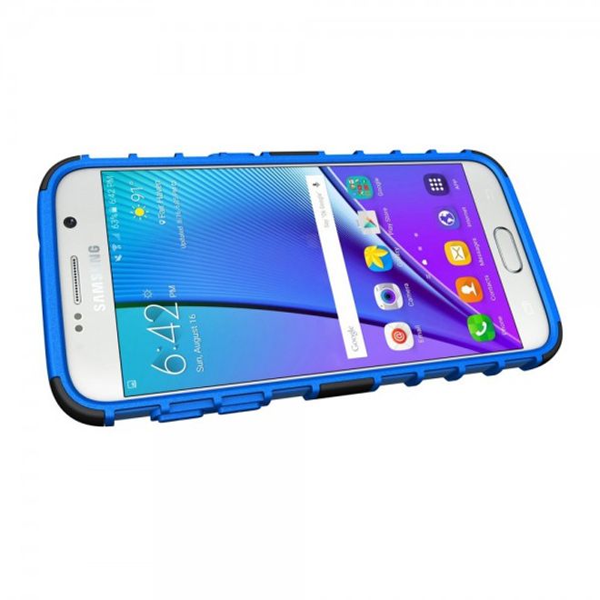 Samsung Galaxy S7 Robuste Hart Plastik Case Hülle mit Kickstand - blau
