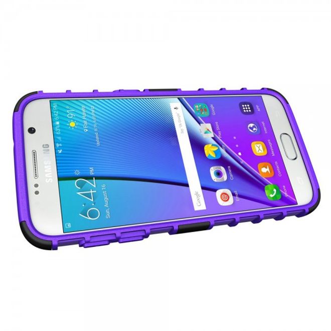 Samsung Galaxy S7 Robuste Hart Plastik Case Hülle mit Kickstand - purpur