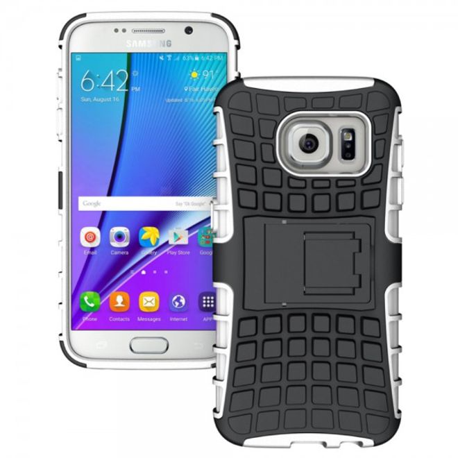 Samsung Galaxy S7 Robuste Hart Plastik Case Hülle mit Kickstand - weiss