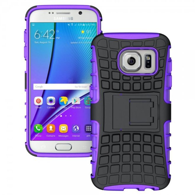Samsung Galaxy S7 Robuste Hart Plastik Case Hülle mit Kickstand - purpur