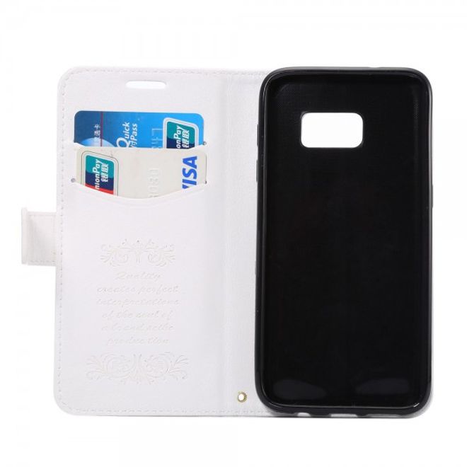 Samsung Galaxy S7 Schicke Leder Case Hülle mit Kreditkartenslots - weiss
