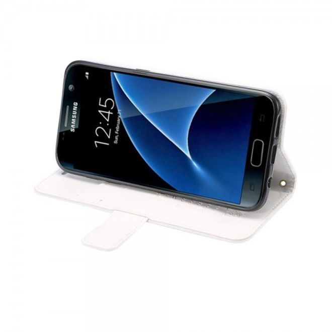 Samsung Galaxy S7 Schicke Leder Case Hülle mit Kreditkartenslots - weiss