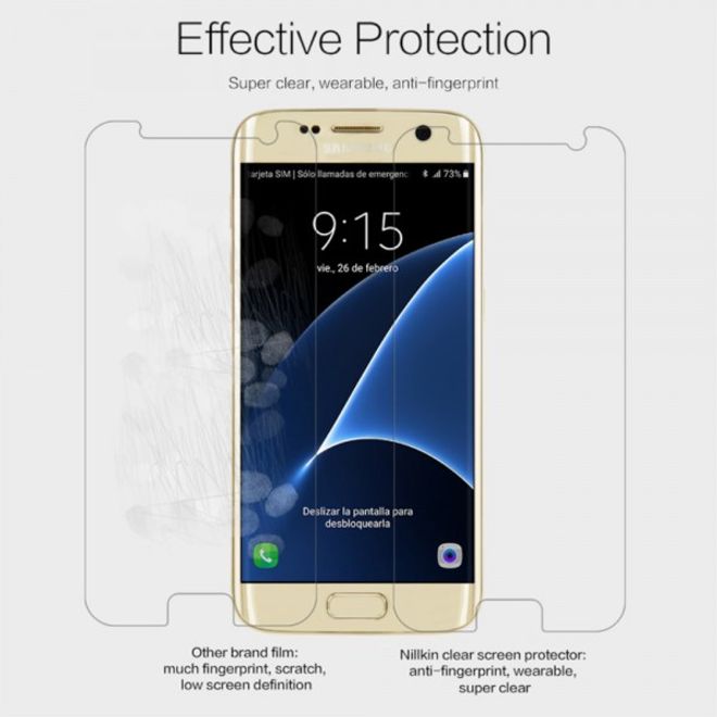Samsung Galaxy S7 Schutzfolie mit Anti-Fingerabdruck Beschichtung von Nillkin reicht nicht über die ganze Vorderseite