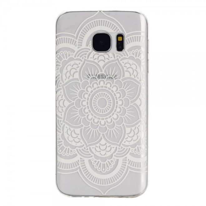 Samsung Galaxy S7 Ultradünne, elastische Plastik Cover Hülle mit grosser Blume