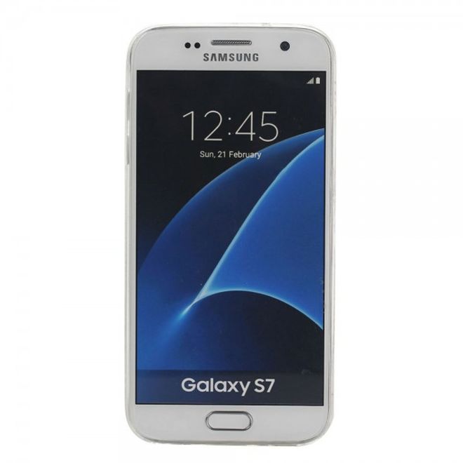 Samsung Galaxy S7 Ultradünne, elastische Plastik Cover Hülle mit grosser Blume
