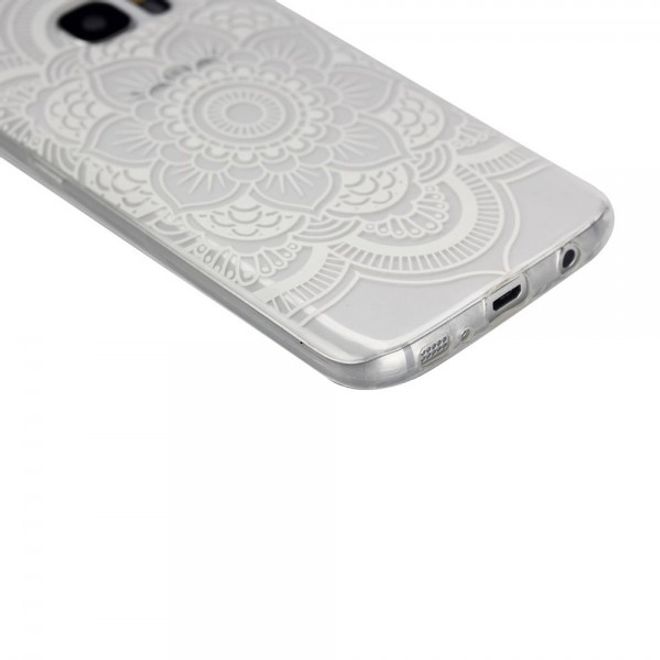 Samsung Galaxy S7 Ultradünne, elastische Plastik Cover Hülle mit grosser Blume