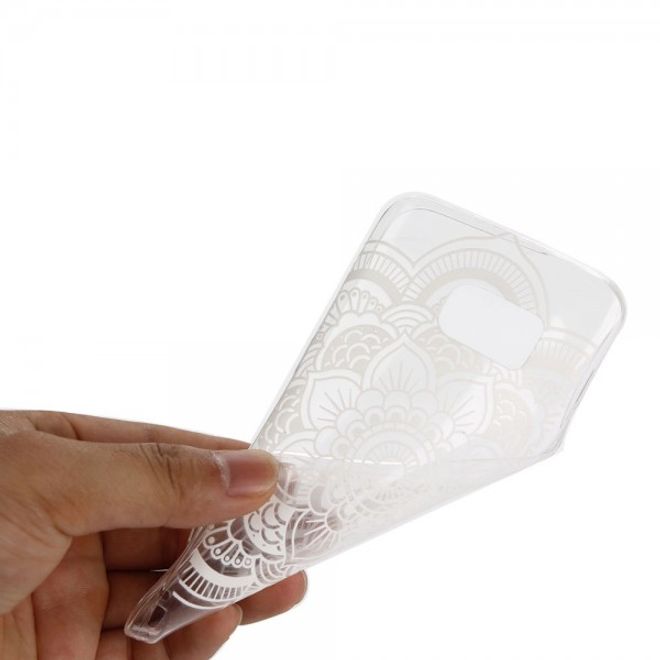 Samsung Galaxy S7 Ultradünne, elastische Plastik Cover Hülle mit grosser Blume