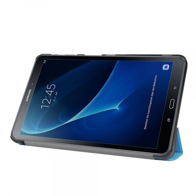 Samsung Galaxy Tab A 10.1 (2016) Dreifach faltbare Leder Smart Case Hülle - hellblau