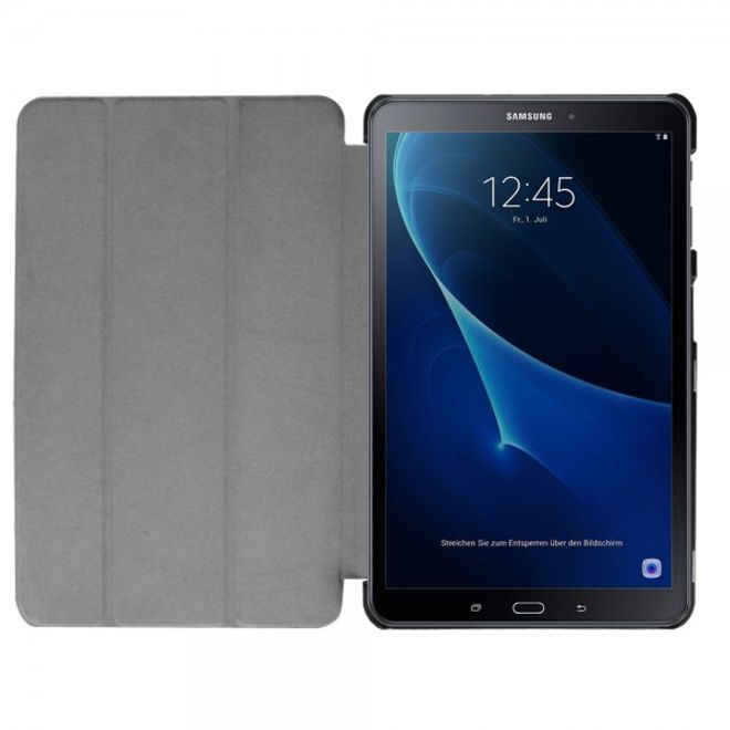 Samsung Galaxy Tab A 10.1 (2016) Dreifach faltbare Leder Smart Case Hülle - schwarz