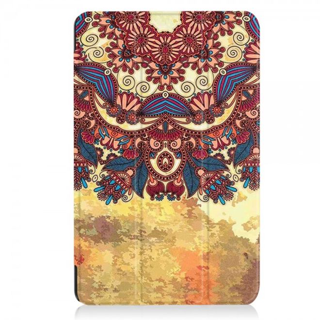 Samsung Galaxy Tab A 10.1 (2016) Leder Smart Case Hülle mit Blumen im Retro Look