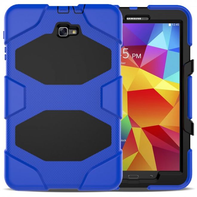 Samsung Galaxy Tab A 10.1 (2016) Robuste Hart Plastik Case Hülle mit Kickstand - blau