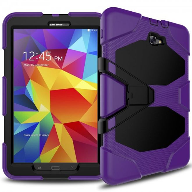 Samsung Galaxy Tab A 10.1 (2016) Robuste Hart Plastik Case Hülle mit Kickstand - purpur