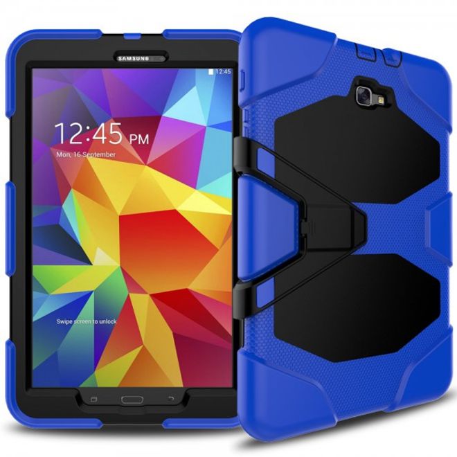 Samsung Galaxy Tab A 10.1 (2016) Robuste Hart Plastik Case Hülle mit Kickstand - blau