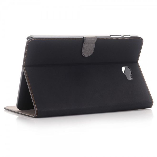 Samsung Galaxy Tab A 10.1 (2016) Schicke Leder Flip Cover Tablet Hülle mit Standfunktion - schwarz