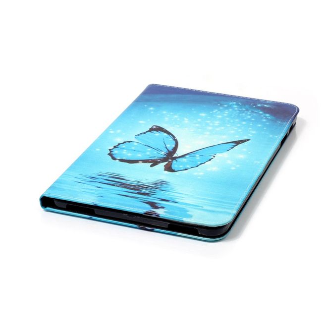 Samsung Galaxy Tab A 10.1 (2016) Tablet Hülle - Case aus Leder - wunderschöner, blauer Schmetterling