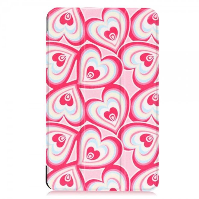 Samsung Galaxy Tab E 8.0 Dreifach faltbare Leder Cover Flip Hülle mit Herzmuster
