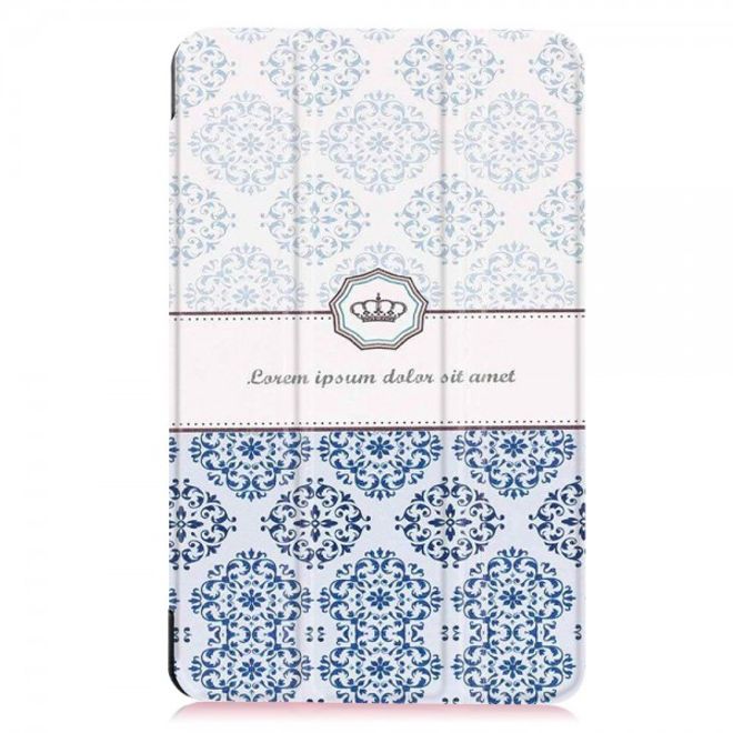 Samsung Galaxy Tab E 8.0 Dreifach faltbare Leder Cover Flip Hülle mit Mandala
